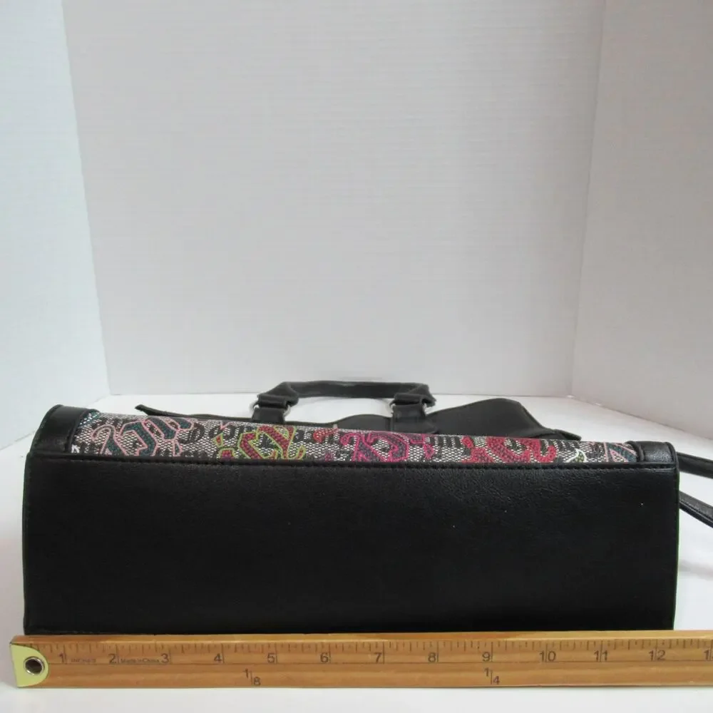 Juicy Couture Handbag Black Beige Lock N Chain Tote Bag Purse Punk Skater Y2K
